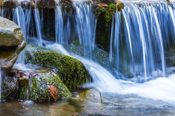 Closeup Waterfall Small Mountain River — Photo