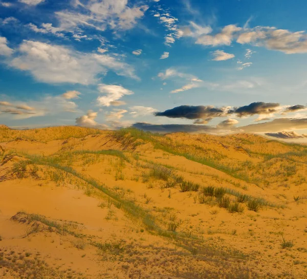 Sandy Desert Cloudy Sky Natural Outdoor Scene — Fotografia de Stock