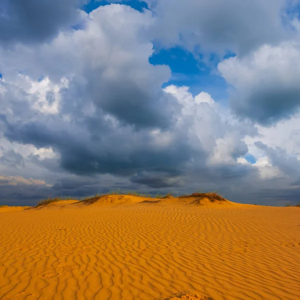 Sandwüste Unter Wolkenverhangenem Himmel Natürliche Outdoor Szenerie — Stockfoto