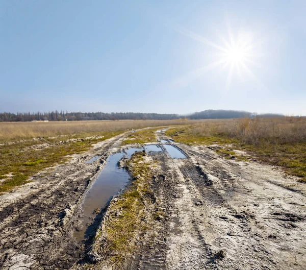 Dirty Ground Road Prairie Spring Sunny Day — Photo