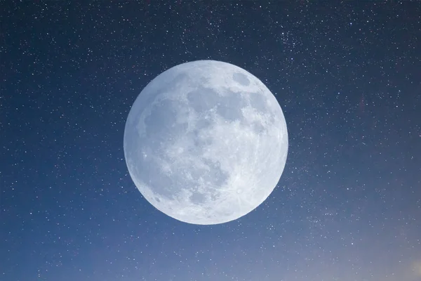 Luna Llena Cielo Estrellado Noche Fondo Ciencias Naturales — Foto de Stock