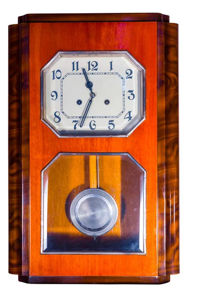 Viejo Reloj Pared Tradicional Aislado Sobre Fondo Blanco — Foto de Stock