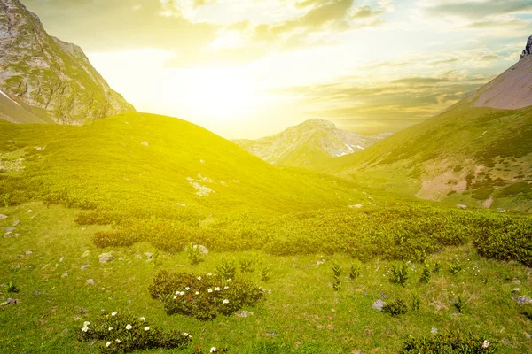 Bergtal am Abend — Stockfoto