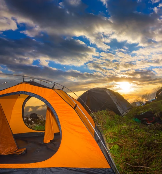 Touristic camp at the sunset — Stock Photo, Image