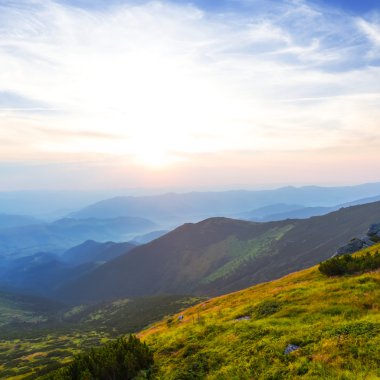 Karpat dağ erken sabah sahne