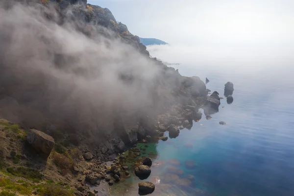 Tidig morgon havet bay i en dimma — Stockfoto