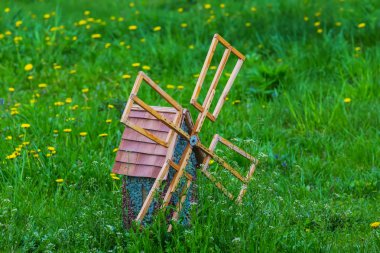 Bir çim modelinde küçük yel değirmeni