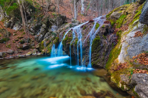 Beautiful mountain canyon waterfall, crimea, ukraine — Stock Photo, Image