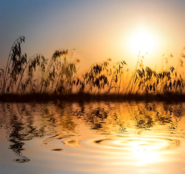 Zonsondergang over een rivier scène — Stockfoto