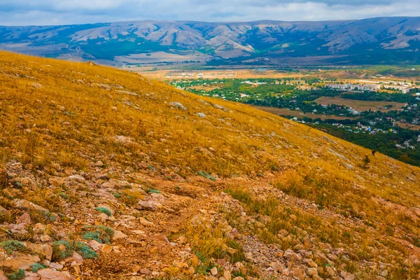 autumn mountain dry grass slope