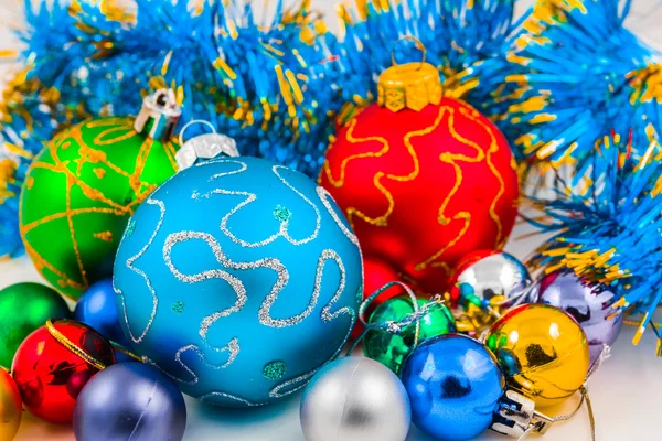 Closeup varicoloured new year toys — Stock Photo, Image