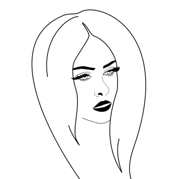 Vackra blonda kvinnor med långt hår och mörka läppar — Stock vektor