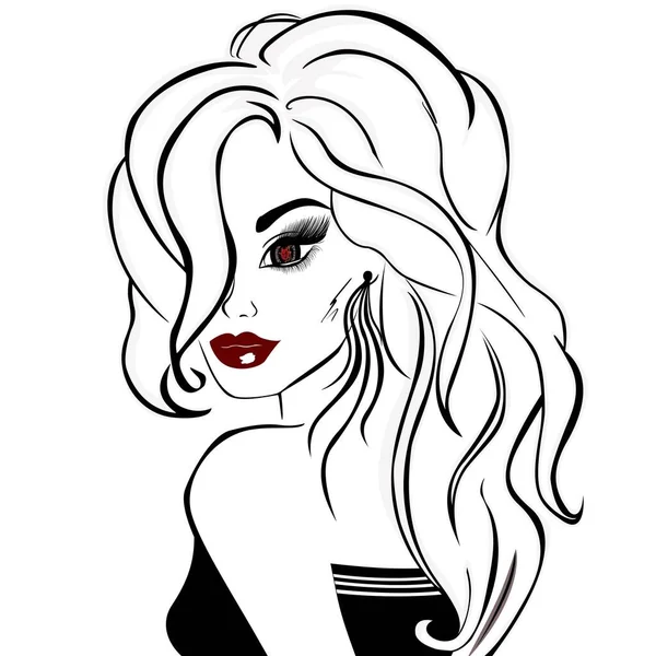 Belles femmes blondes avec la bête dans les yeux et les lèvres rouges — Image vectorielle