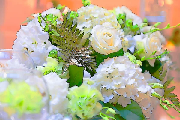 Beyaz çiçekler ve beyaz güller