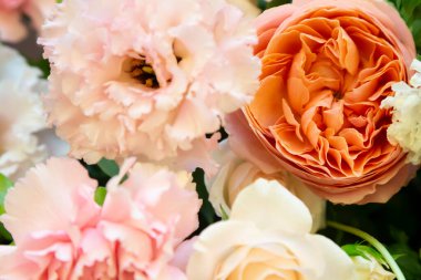 Pembe, turuncu ve beyaz güller