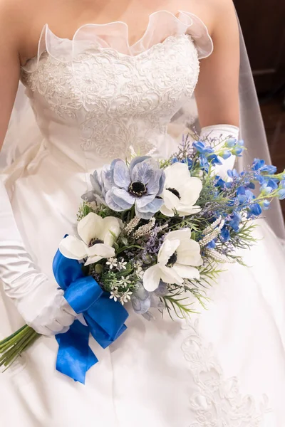 Ramo Novia Azul Blanco — Foto de Stock