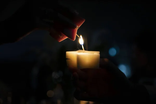 Place Candles Relayed Star Shaped Candles — Stock Photo, Image