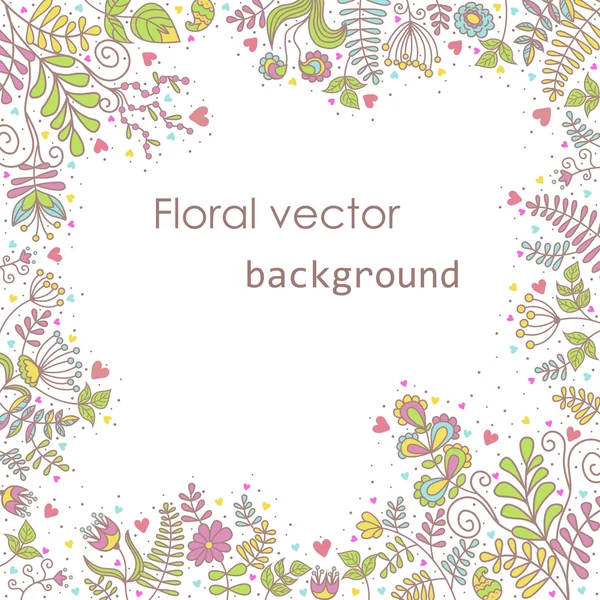 Όμορφο πλαίσιο για την καρτ ποστάλ των χρωμάτων λεπτή λουλούδια — Διανυσματικό Αρχείο