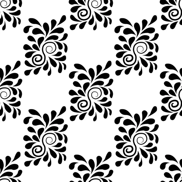 Sömlös vit bakgrund med svart mönster — Stock vektor