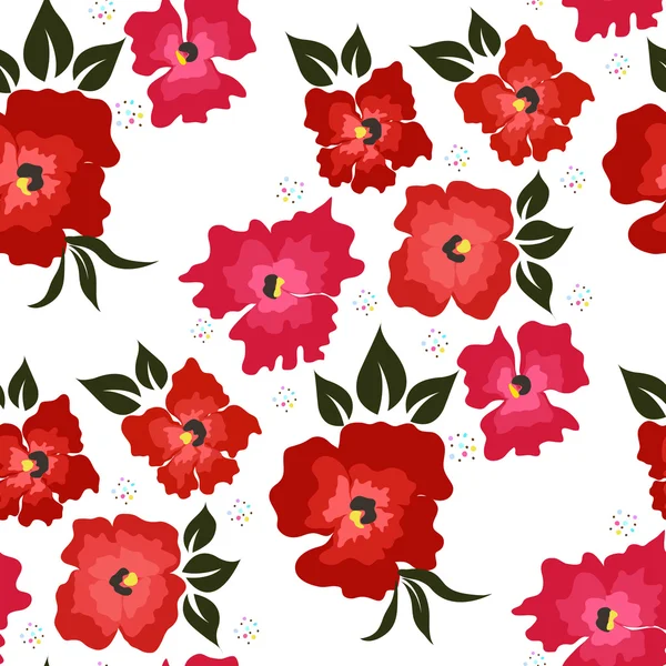 Seamless pattern with red poppies on a white background — Stock Vector