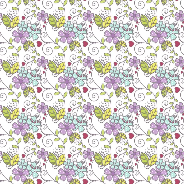 Beautiful seamless pattern with flowers on a white background — Stock Vector
