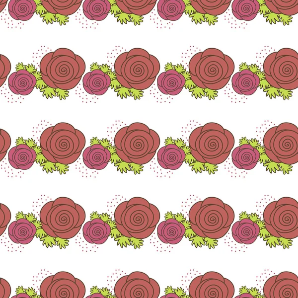 Seamless background with red roses on a white background — Stock Vector