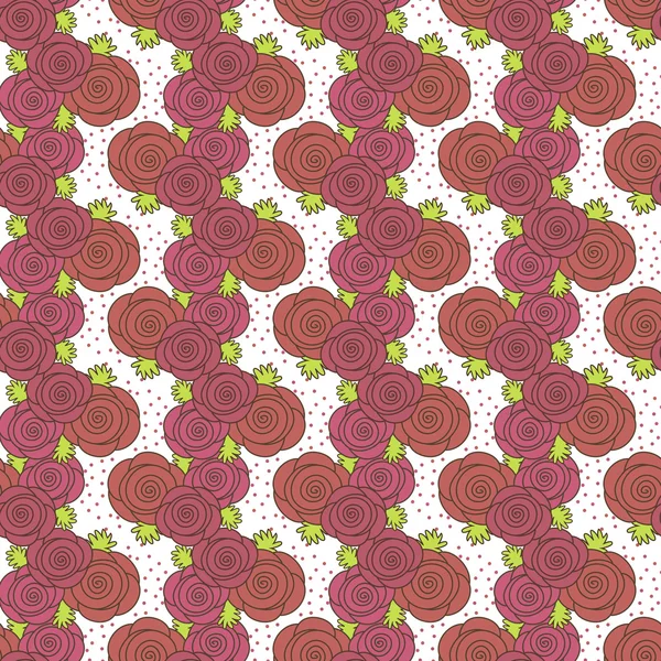 Fondo sin costuras con rosas rojas sobre un fondo blanco — Vector de stock