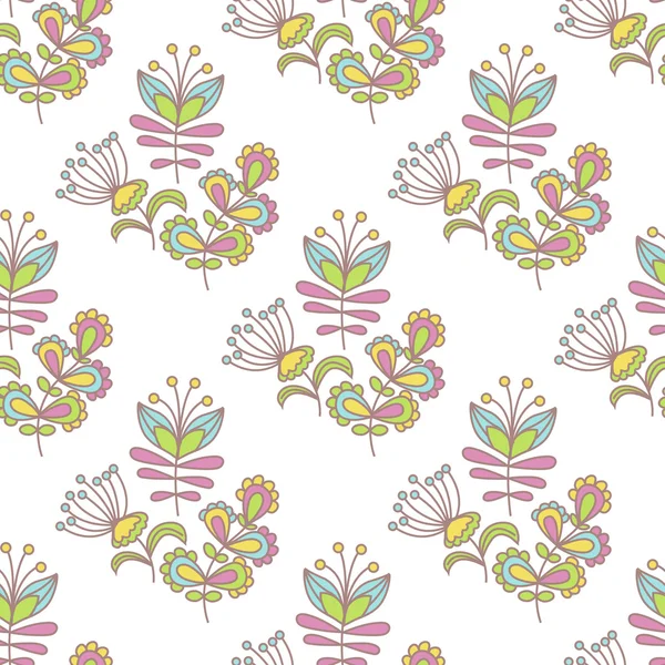 Beautiful seamless pattern with flowers on a white background — Stock Vector