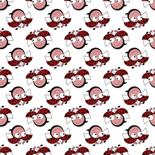 Seamless pattern with ladybirds on a white background — Stock Vector