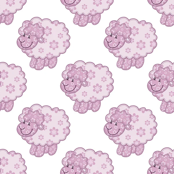 Nahtloses Muster mit rosa Schafen — Stockvektor