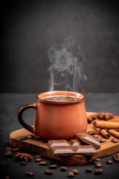 Taza Café Sobre Fondo Negro —  Fotos de Stock