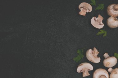 Siyah arka planda taze mantar