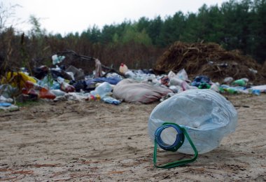 Doğadaki çöpler. Ormana atılan çöpler. Çevre kirliliği. Ormana dökülüyor..