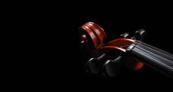 скрипичная шея изолирована на черном. копировальное пространство