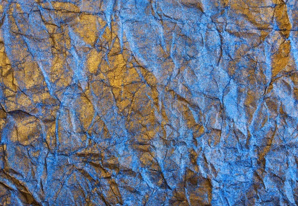 Gold Blue Abstract Background Photo Crumpled Paper Painted Gold Blue — Stock Photo, Image