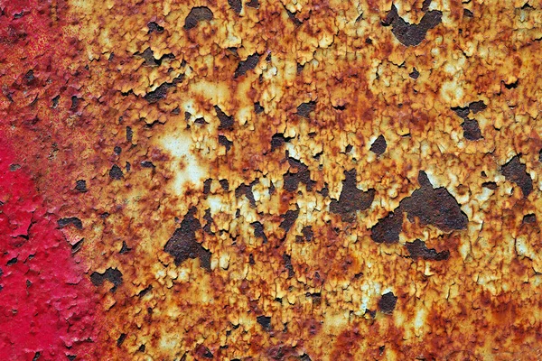 Eski Paslı Boyanmış Metal Levha Yakın Plan — Stok fotoğraf