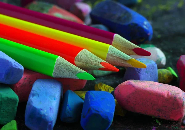 Разноцветные Пастельные Карандаши Цветные Карандаши Крупным Планом — стоковое фото