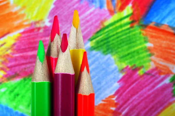 Colored Pencils Colored Paper Strokes Pencils Paper Abstract Multicolored Pencil — Stock Photo, Image