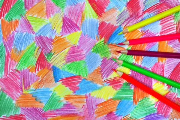 Barevné Tužky Pestrobarevném Abstraktním Rozmazaném Pozadí — Stock fotografie