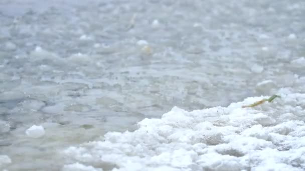 Зимой вода со льдом — стоковое видео