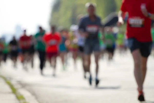 Massa turva de corredores de maratona — Fotografia de Stock