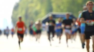 Maraton insanlar bulanık kitle