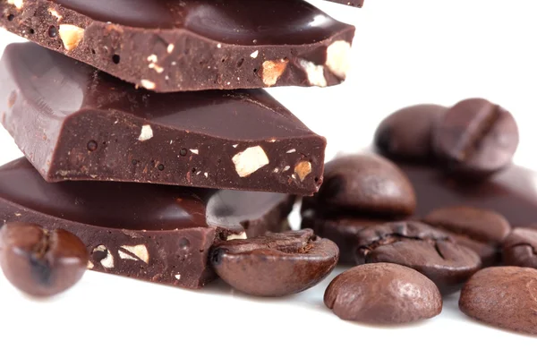 Chocolate and coffee isolated — Stock Photo, Image