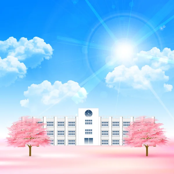 Skolan Cherry våren bakgrund — Stock vektor
