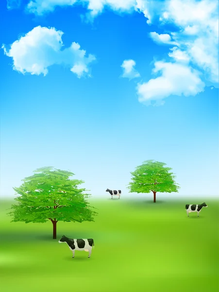 Cattle ranch landscape background — Διανυσματικό Αρχείο