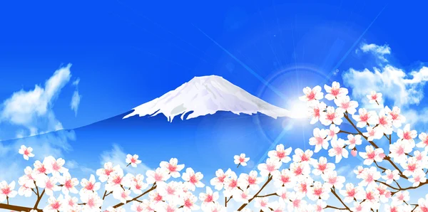 Fondo de primavera de cerezo Fuji — Vector de stock