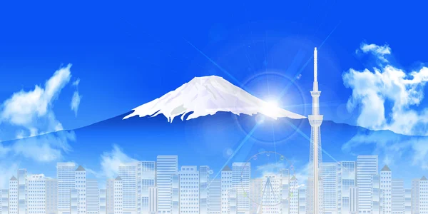 Fuji sky městské pozadí — Stockový vektor