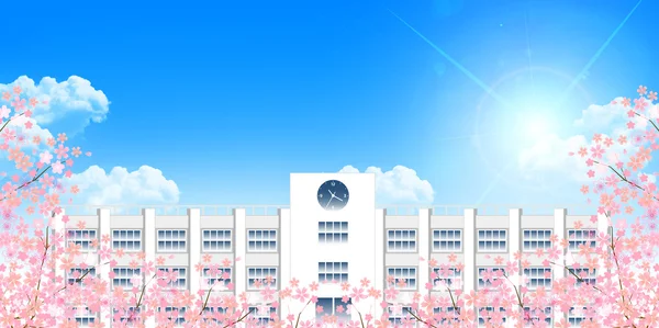 École Cherry Spring arrière-plan — Image vectorielle