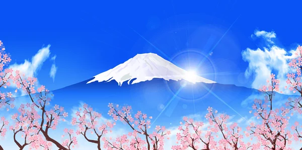 Fondo de primavera de cerezo Fuji — Vector de stock