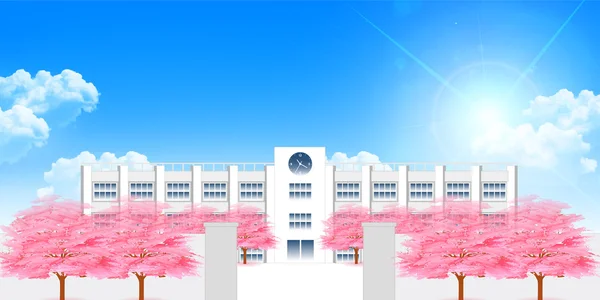 学校の桜春の背景 — ストックベクタ